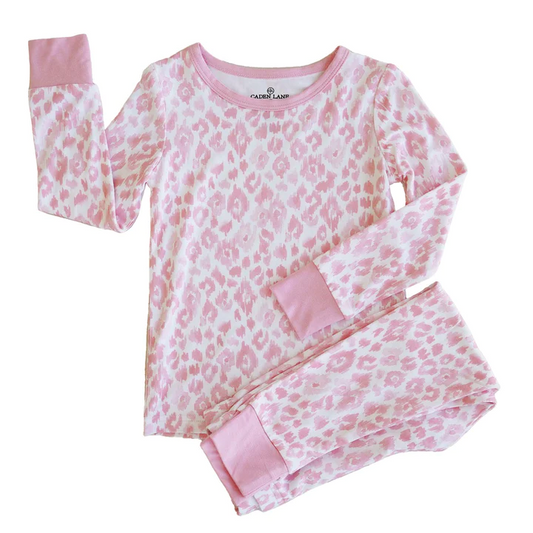 GLP0637 preorder leopard long sleeve pink girl pajamas outfit 20230708