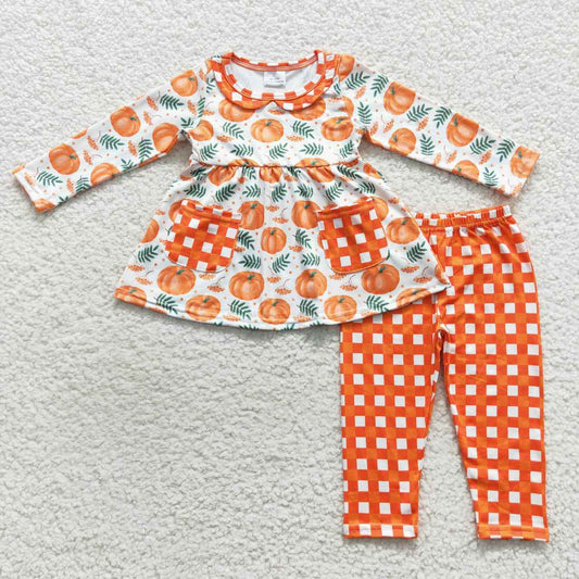 GLP0640 halloween pumpkin long sleeve girl orange outfit 20230828 RTS