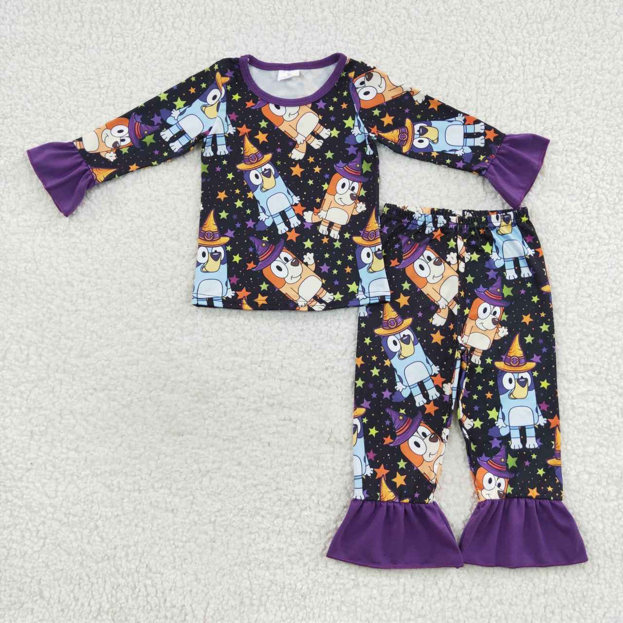 GLP0660 Halloween blue dog long sleeve pants girl outfit 20230808 RTS