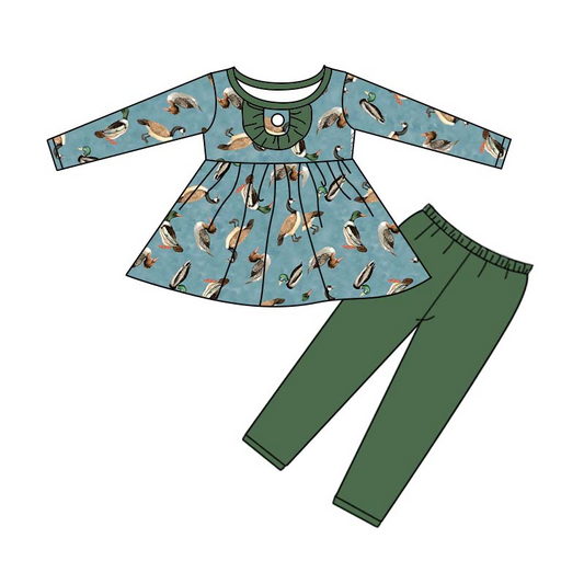 GLP0671 duck long sleeve western green pants girl outfit 20230722