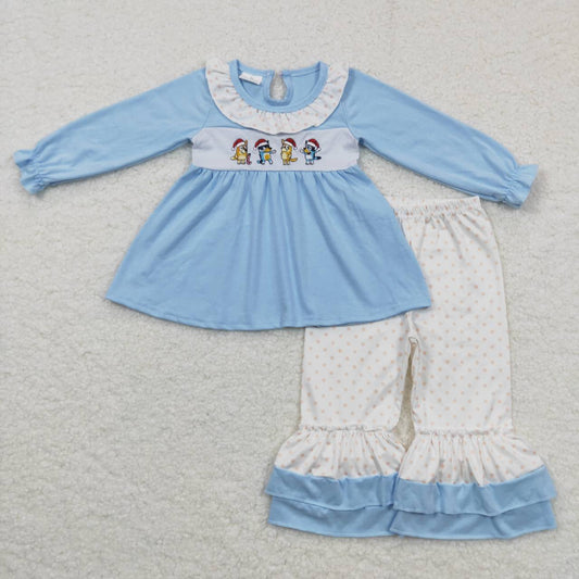 GLP0675 embroidery Christmas bluey long sleeve cartoon pants girl outfit 20231005 RTS