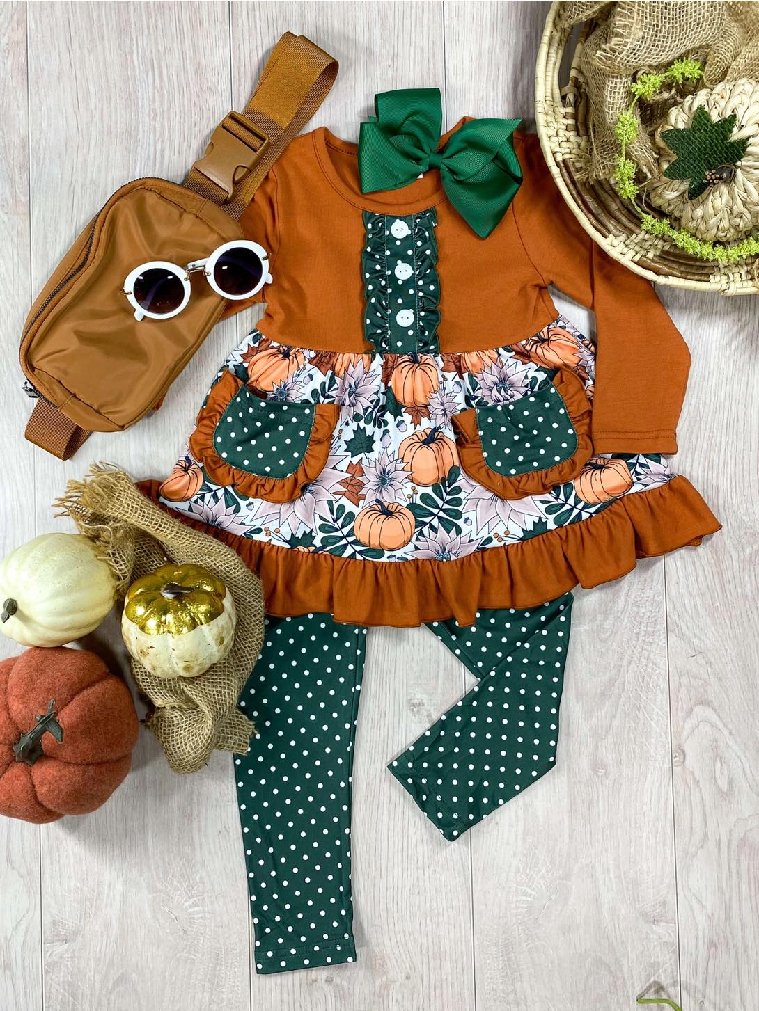 GLP0682 western pumpkin halloween fall long sleeve love leopard girl outfit 20230825 RTS