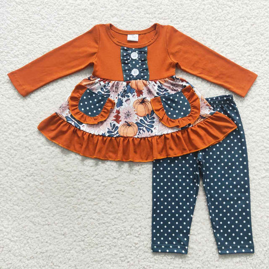 GLP0682 western pumpkin halloween fall long sleeve love leopard girl outfit 20230825 RTS