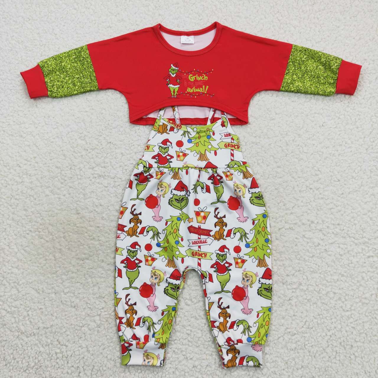 GLP0687 Christmas grin overall Long Sleeve jumpsuit Girl outfit  RTS 20230917