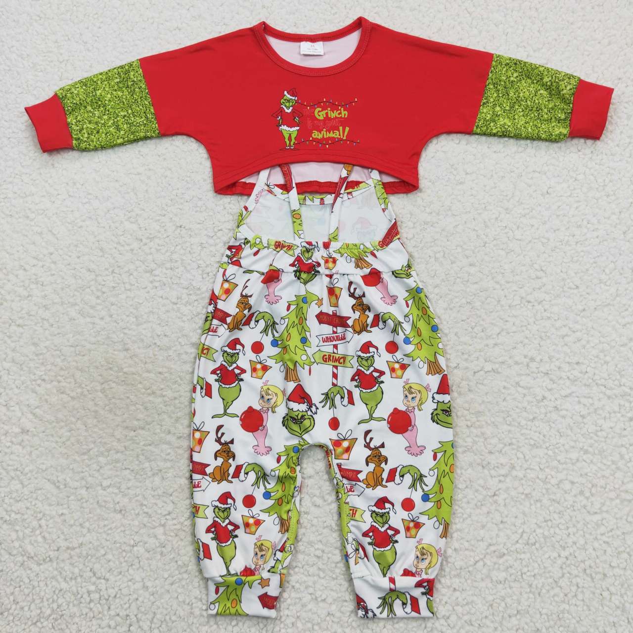 GLP0687 Christmas grin overall Long Sleeve jumpsuit Girl outfit  RTS 20230917