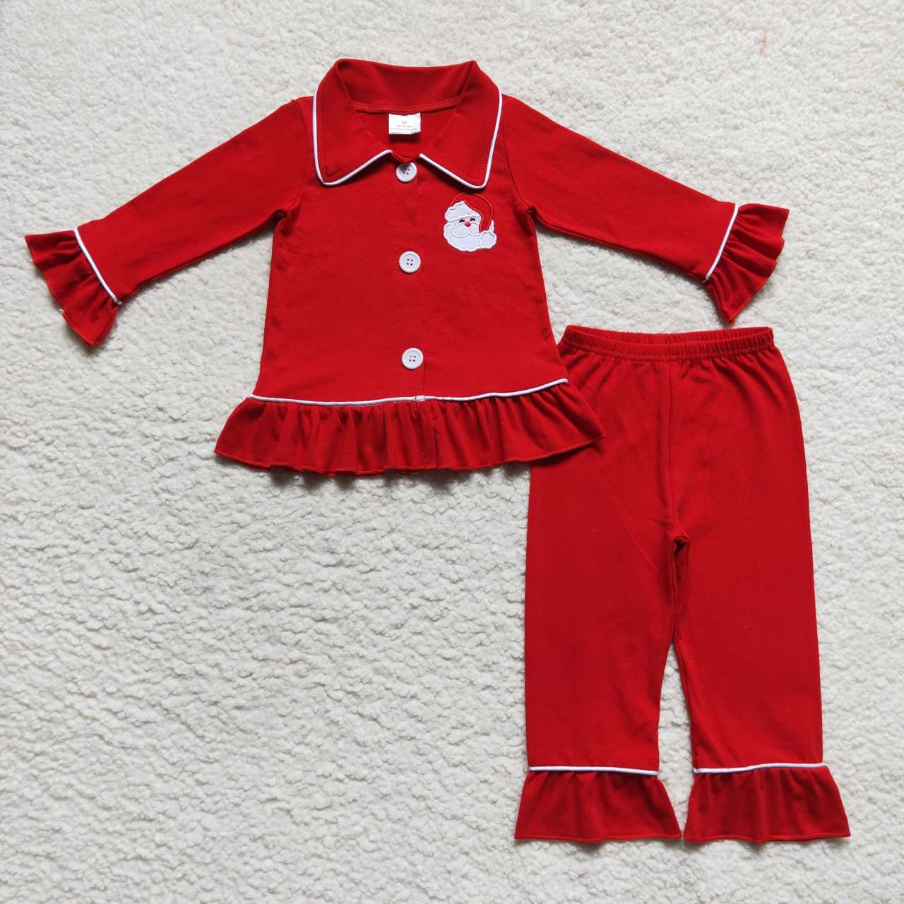 GLP0699 RTS Christmas Santa embroidery red cotton long sleeve dad & mommy girl pajama outfit 20230925 RTS