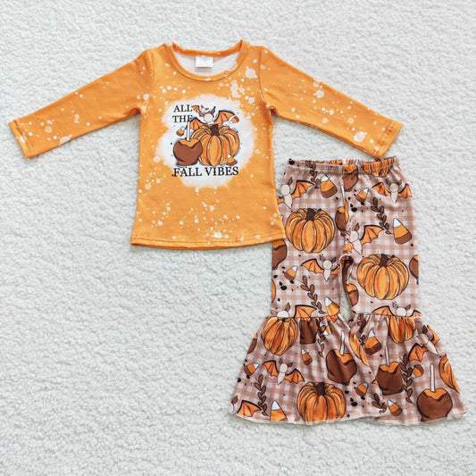 GLP0702 western Halloween pumpkin long sleeve kids girl outfit  20230902 RTS