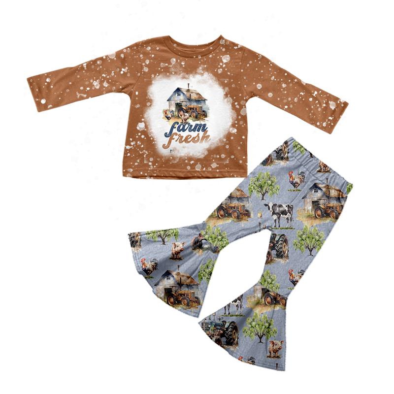 GLP0728 western farm cow long sleeve girl outfit 20231104 RTS