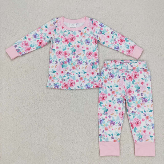 GLP0742 rose flower long sleeve girl pajamas outfit RTS 20231007