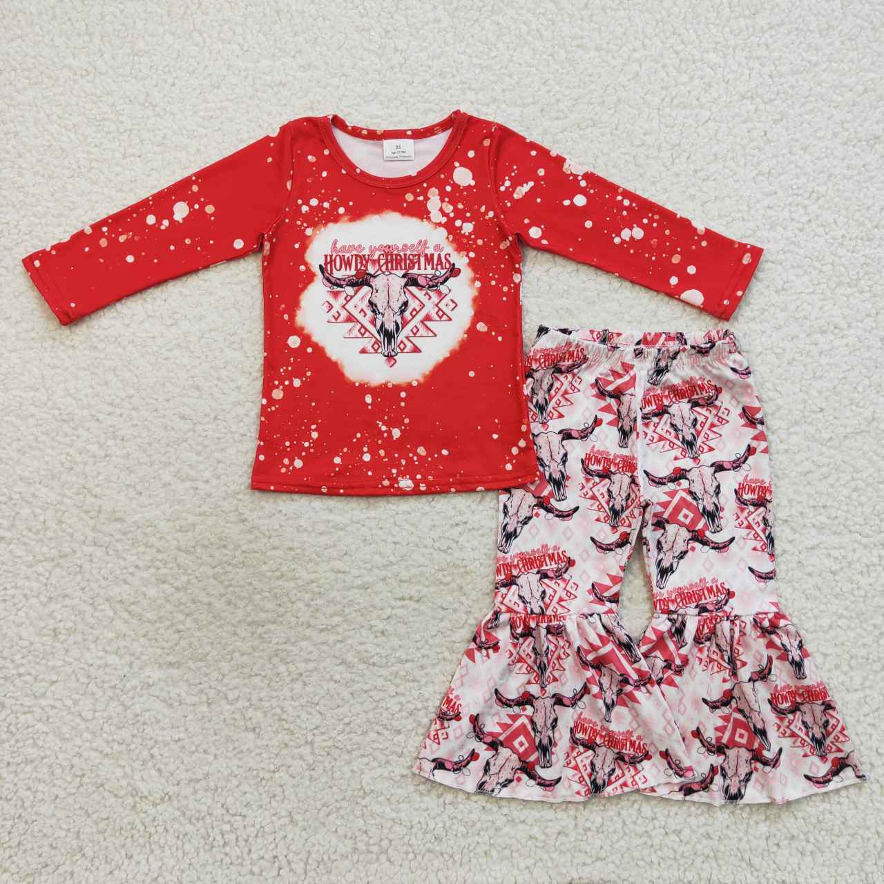 GLP0746 western Christmas howdy cow long sleeve boy girl outfit 20230909 RTS