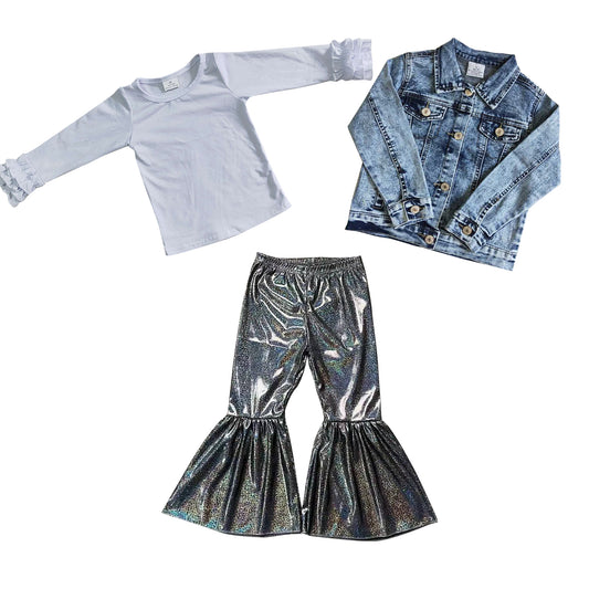 GLP0768组合 3pcs jeans & cotton top shining pants RTS long sleeve girl outfit  20230830