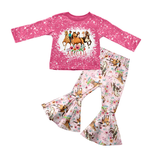 GLP0772 preorder western horse flower big all long sleeve kids girl outfit 202230831