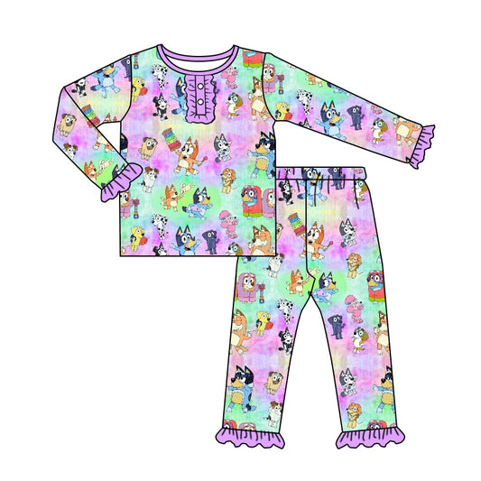 GLP0775 preorder blue dog long sleeve kids girl pajamas outfit 202230831