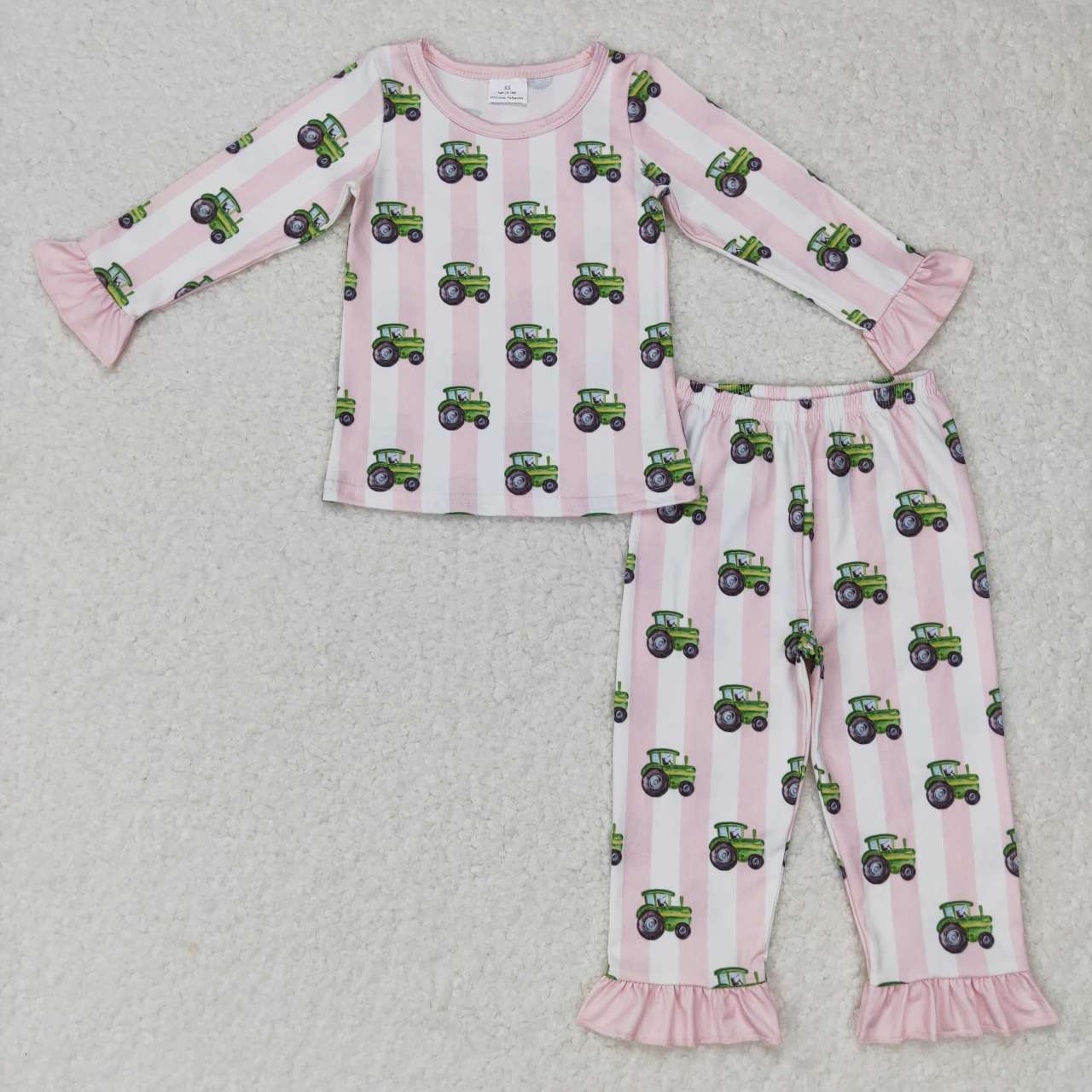 GLP0776 RTS tractor long sleeve kids girl pink pajamas outfit 202231012