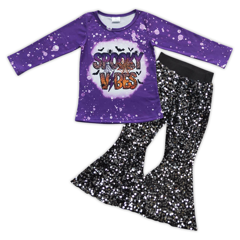 GLP0800组合 RTS spooky Halloween long sleeve sequin girl outfit