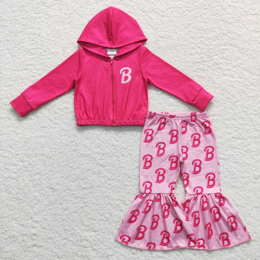 GLP0806组合 barbie long sleeve girl pink zip up hoodie outfit RTS 20231013