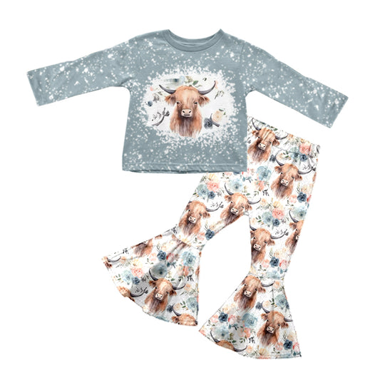 GLP0812 preorder cow flower long sleeve girl outfit 20230906