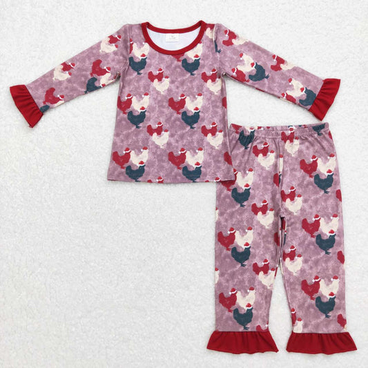 GLP0848 chicken long sleeve girl boy pajamas outfit 20231013 RTS