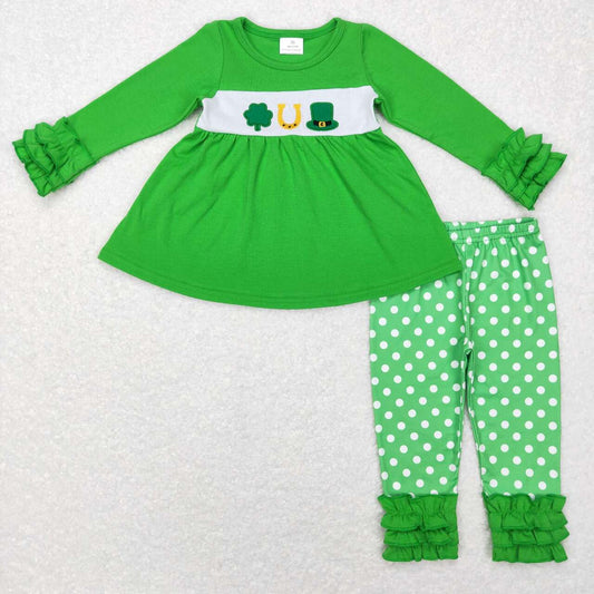 GLP0851 LUCKY clovers long sleeve St patrick girl outfit 20231121 RTS