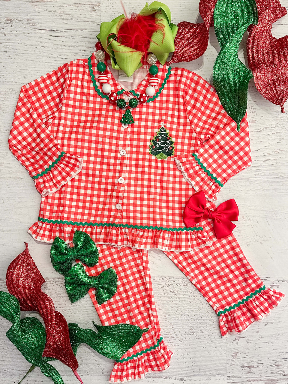 GLP0854 Christmas tree long sleeve girl pajamas outfit 20231025 RTS