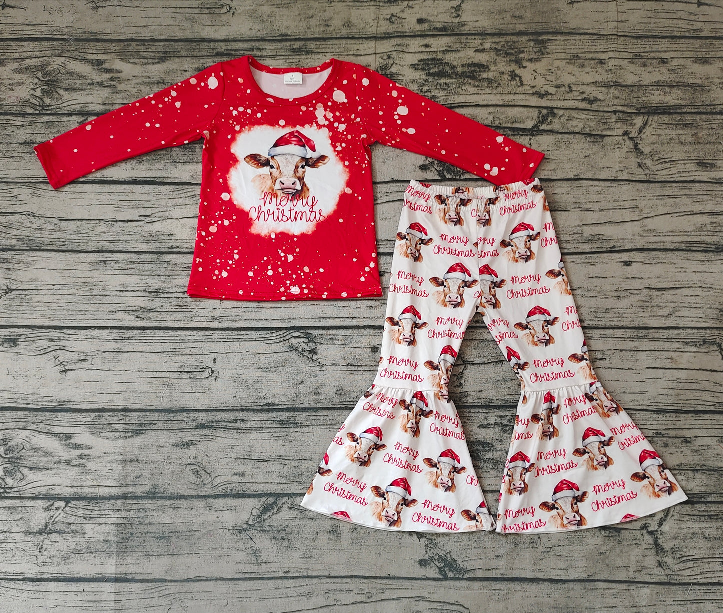 GLP0868 cow Christmas long sleeve girl outfit RTS 20231026