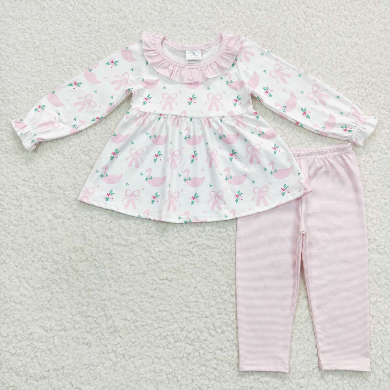 GLP0882 bow duck flower pink Christmas long sleeve girl outfit preorder 20231013 RTS