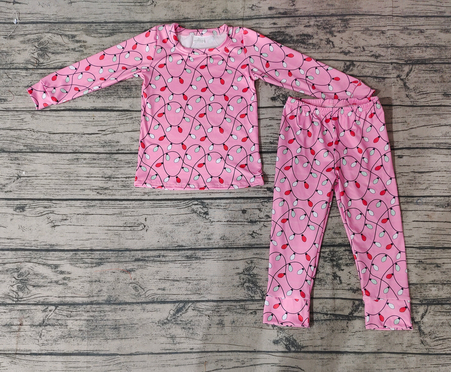 LR0757  long sleeve girl pink Christmas lights romper  20231102 RTS