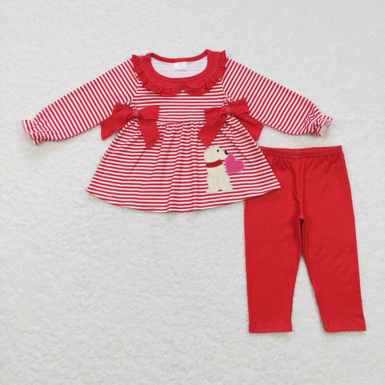 GLP0891 dog stripe embroidery long sleeve girl outfit RTS 20231024