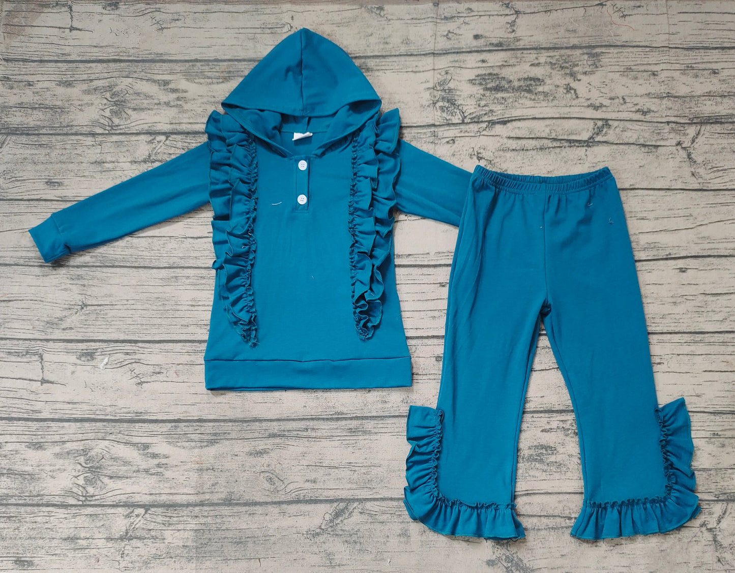 preorder GLP0895 western blue hoodie long sleeve ruffle  pants girl outfit 20231010