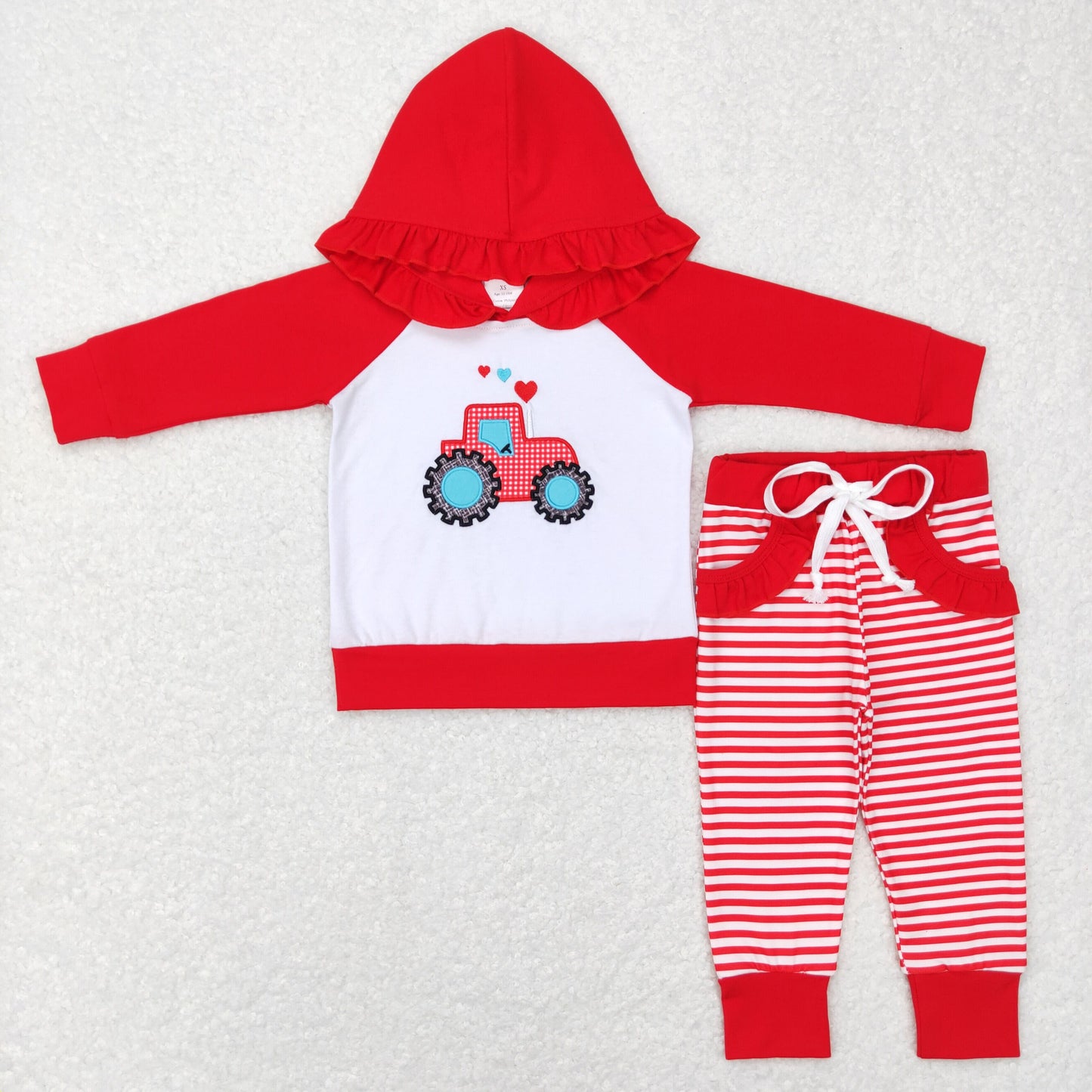 GLP0913 hoodie valentines tractor love embroidery long sleeve girl outfit RTS 20231121