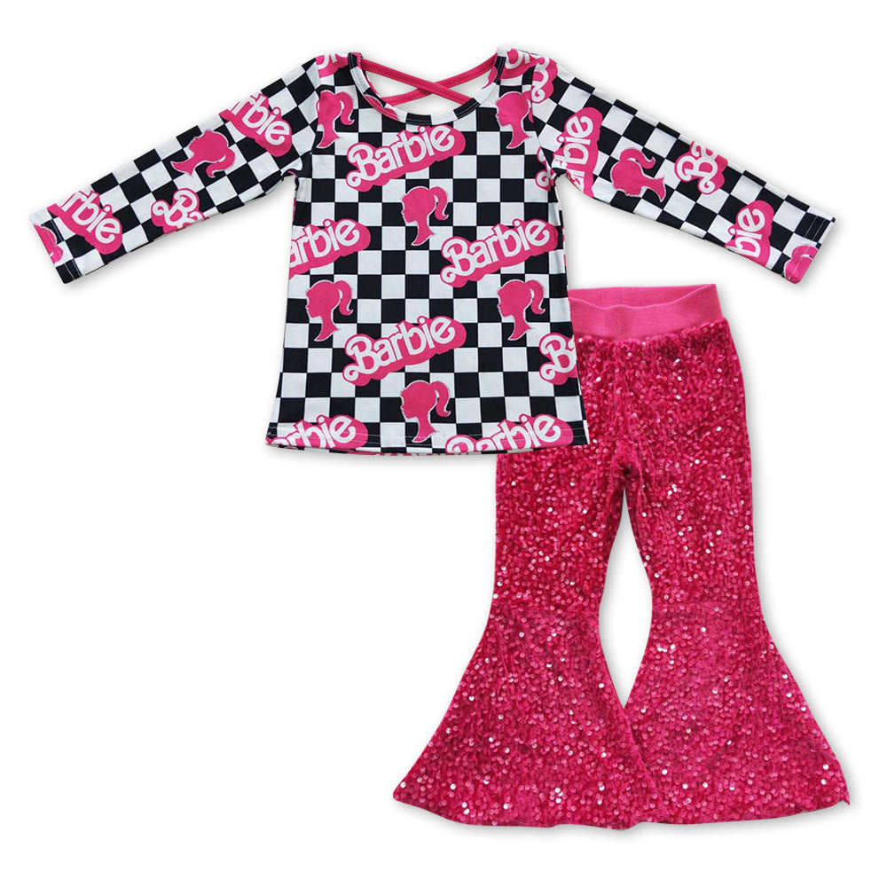 GLP0922组合 barbie RTS  pink long sleeve love sequin girl outfit 20231003 RTS