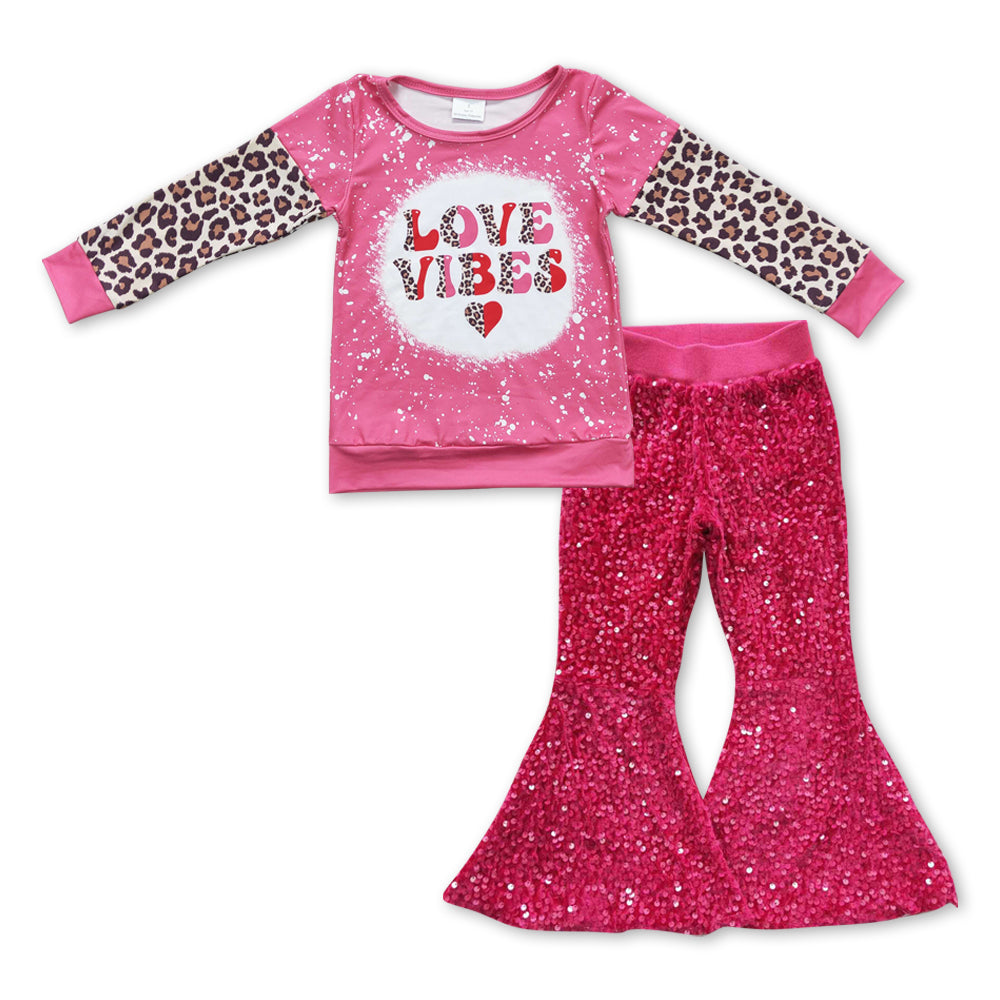 GLP0925组合 RTS  pink long sleeve love sequin girl outfit 20231003 RTS