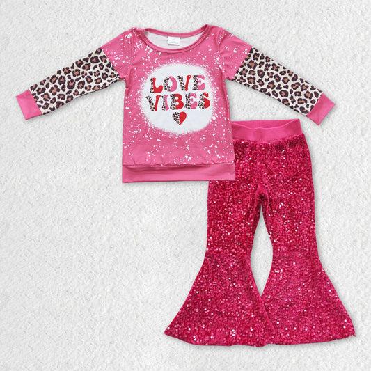 GLP0925组合 RTS  pink long sleeve love sequin girl outfit 20231003 RTS