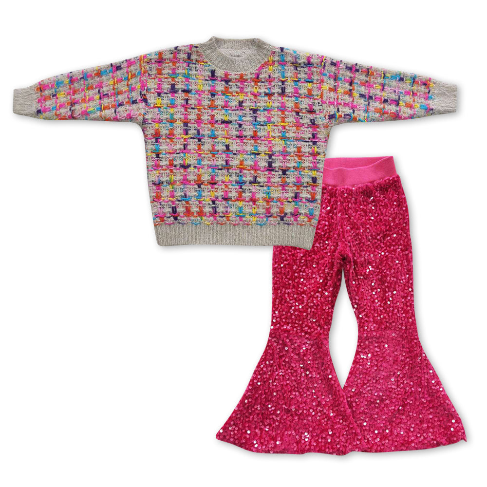 GLP0930组合 RTS long sleeve sweater sequin girl outfit 20231003