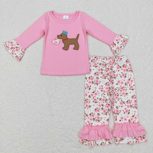 GLP0937 western dog embroidery love long sleeve girl outfit RTS 20231121