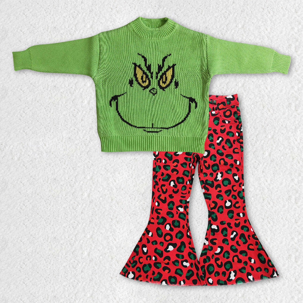 GLP0946组合 RTS long sleeve grinch sweater jeans girl outfit 20231005