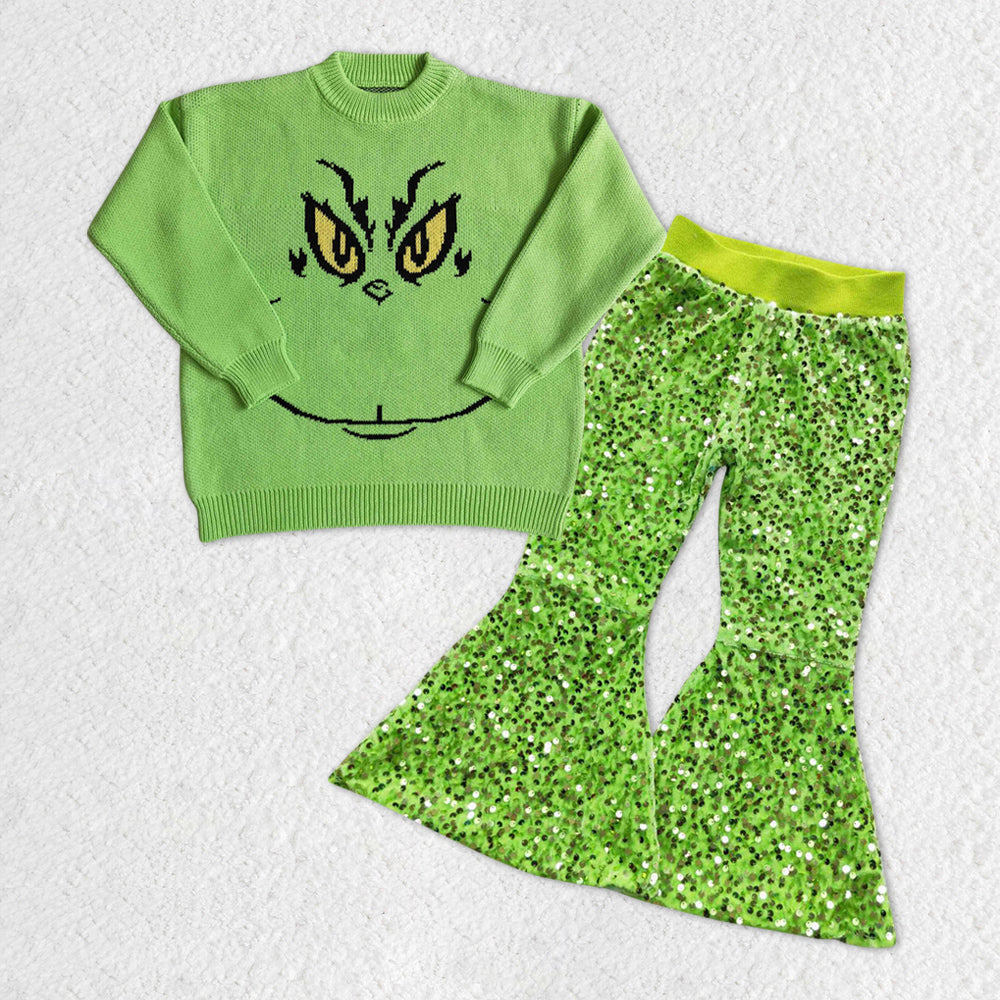 GLP0973 组合 RTS long sleeve grinch sweater sequin girl outfit 20231017