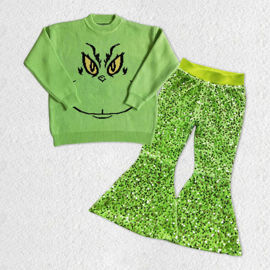 GLP0973 组合 RTS long sleeve grinch sweater sequin girl outfit 20231017