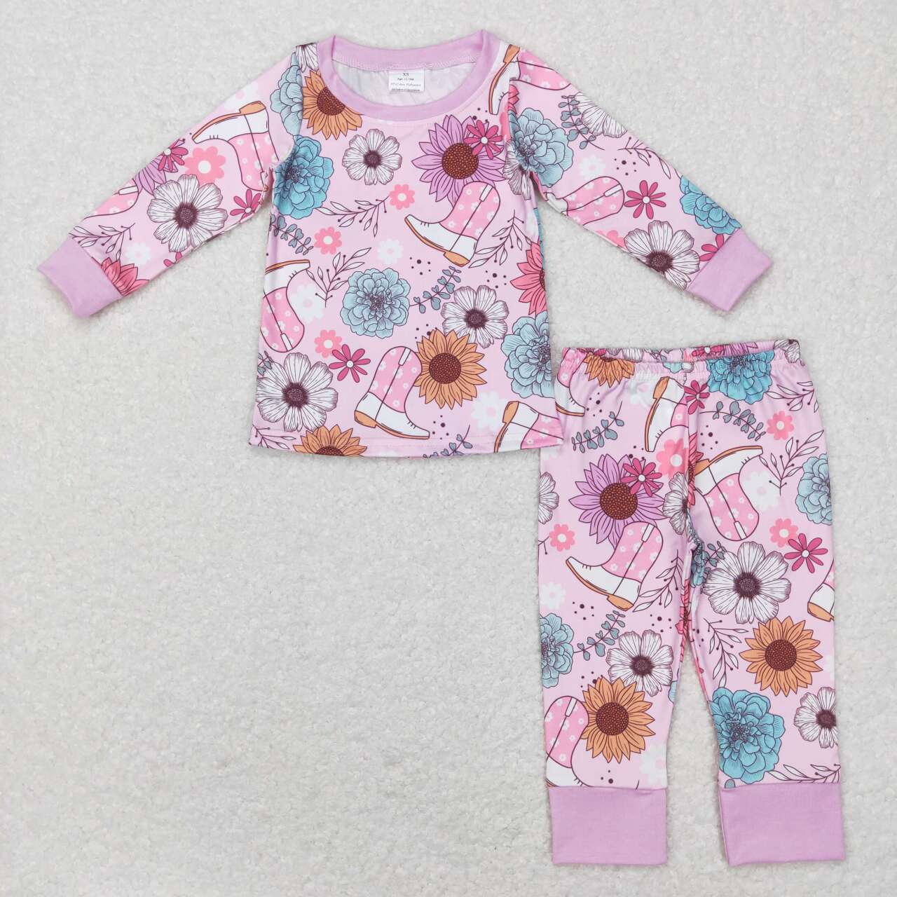 GLP0977 long sleeve western flowers boots girl pajamas set RTS 20231121