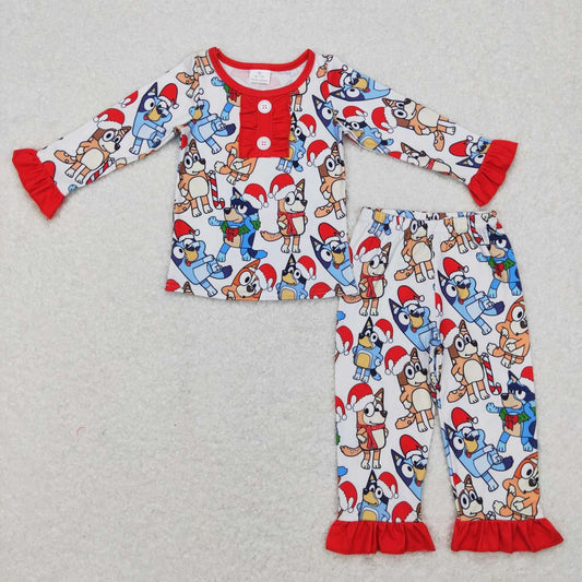 GLP0984 RTS bluey red Christmas cartoon long sleeve pants pajamas girl outfit 20231103