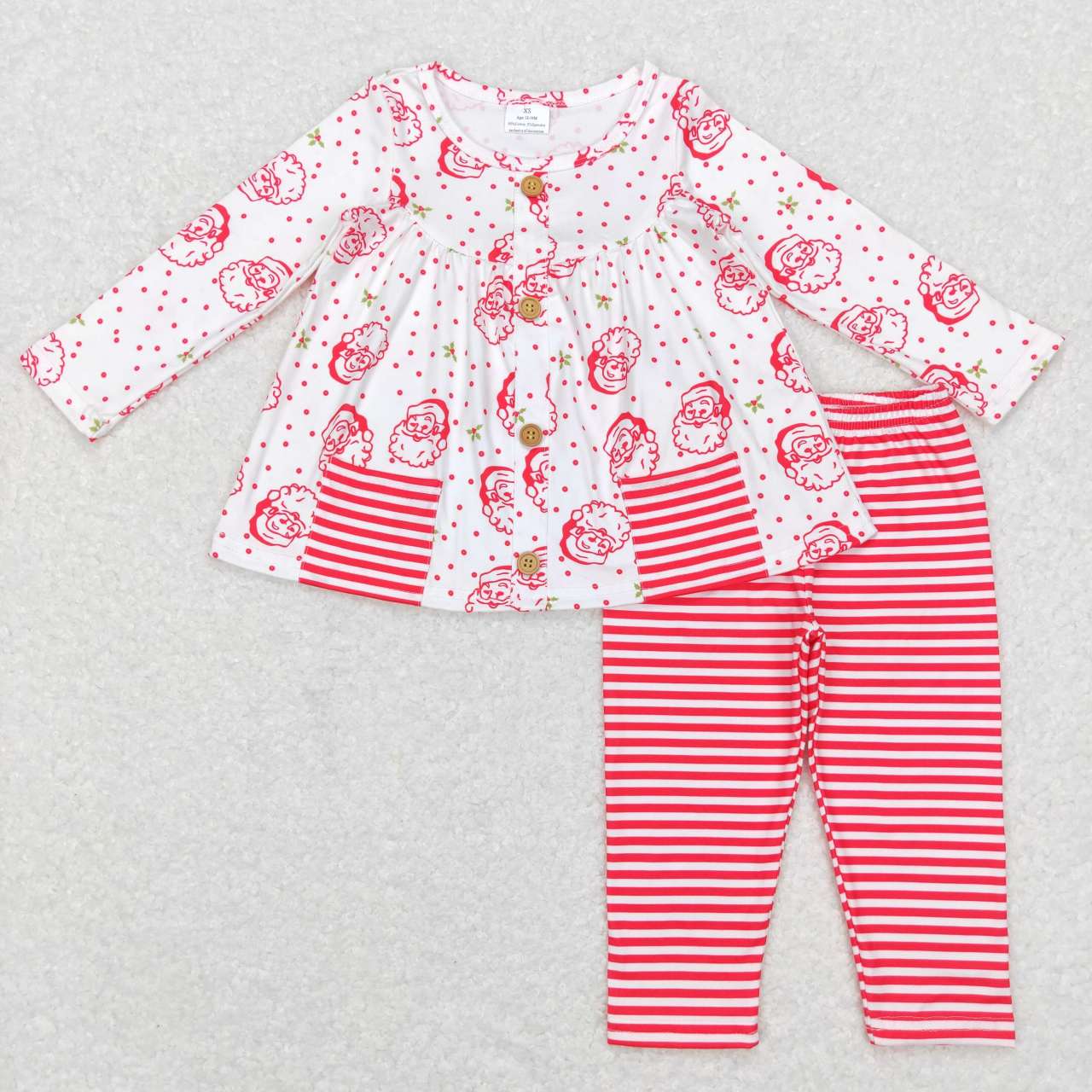 GLP0989 RTS  Christmas santa outfit long sleeve girl outfit 202407 sibling