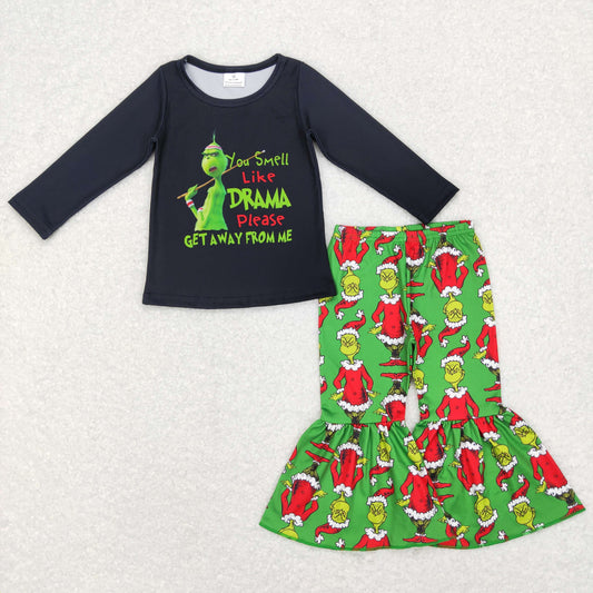 GLP0999 flower Christmas grinch long sleeve girl outfit 20231121 rts