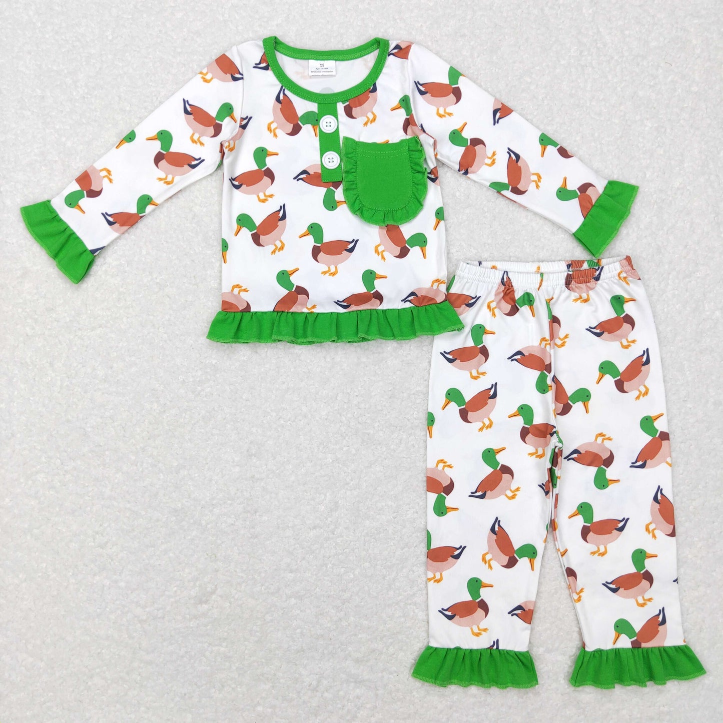 BLP0419 RTS duck green long sleeve duck kids boy pajamas outfit 202231121