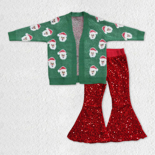 GLP1030组合 cardigan Christmas santa sweater sequin girl outfit 20231106 RTS