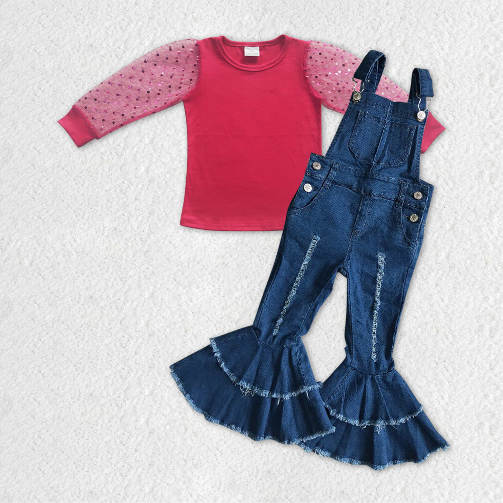 GLP1035组合 pink tulle sleeves top suspender overall long sleeve girl OUTFIT RTS 20231106