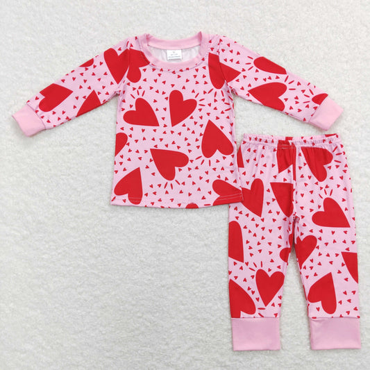 GLP1038 RTS valentine love long sleeve kids girl pajamas outfit 202312