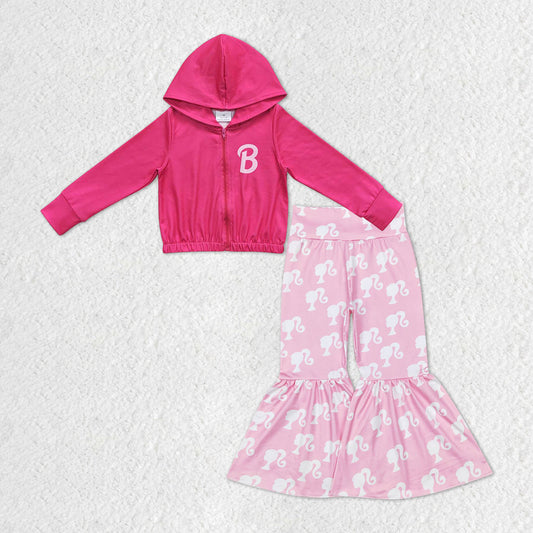 GLP1149 组合 barbie long sleeve girl pink zip up hoodie outfit RTS 20231226