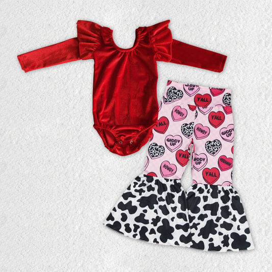 GLP1150 RTS velvet love Valentine girl romper outfit 202401