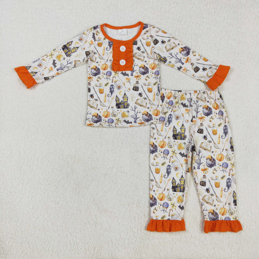 GLP1172 RTS western Halloween pumpkin pajamas girl outfit 202407 sibling