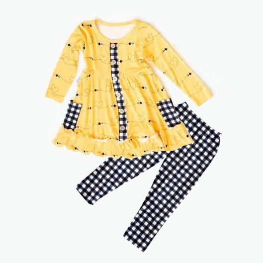 GLP1191 yellow heart checkerboard girl  outfit preorder  202405